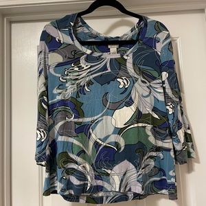 Chico’s quarter sleeve printed shirt